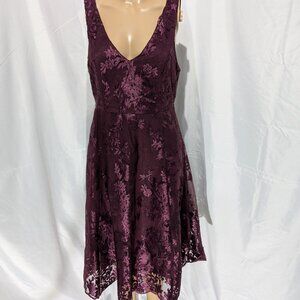 Lulus Belynn Plum Purple Embroidered Sleeveless Midi Dress Women's M